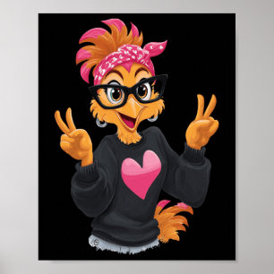 Funny Chicken With Gles Peace Sign Crazy Chicken L
