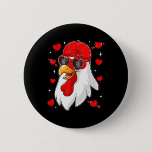 Funny Chicken With Hearts Happy Valentines Boys Me 6 Cm Round Badge