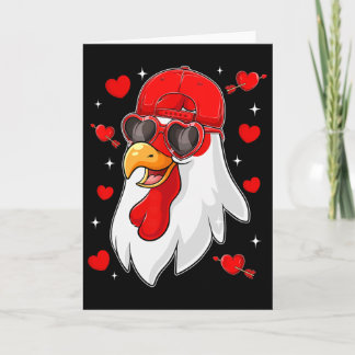 Funny Chicken With Hearts Happy Valentines Boys Me Card
