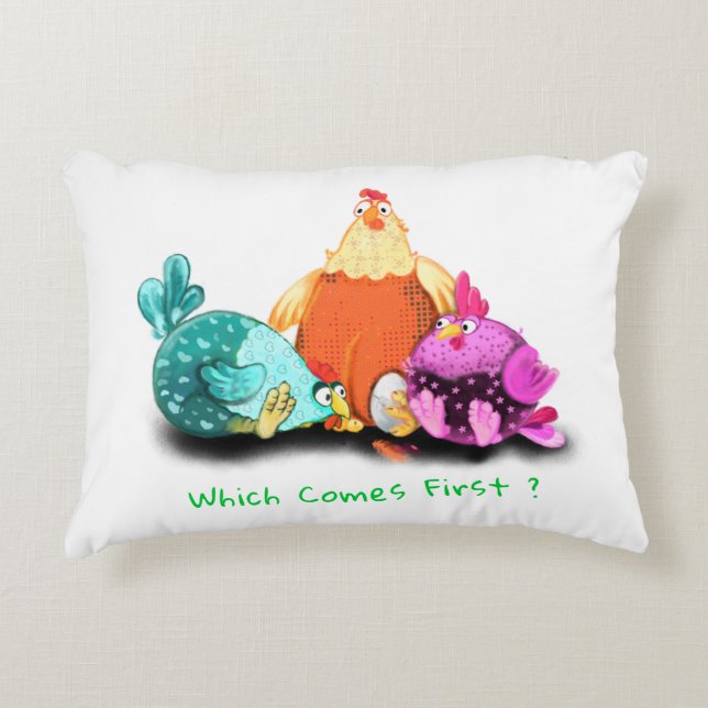 Funny Chickens Accent Pillow - Custom Text (Front)