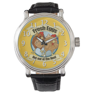 Funny Chickens and Fresh Eggs Logo Watch