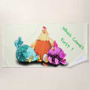 Funny Chickens Beach Towel for Kids - Custom Text