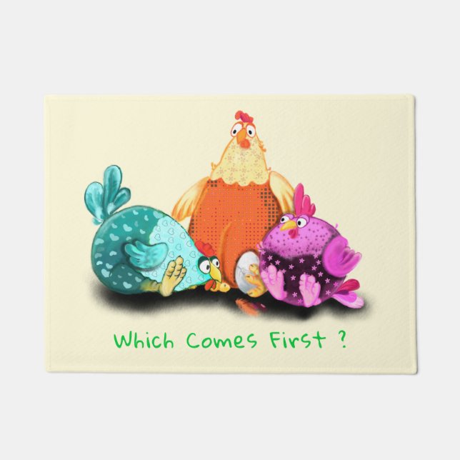 Funny Chickens Doormat - Custom Text and Colours (Front)