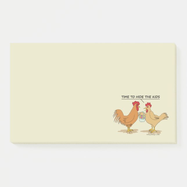 Funny Chickens Easter Egg Hunt Cartoon Post-it Notes (Front)