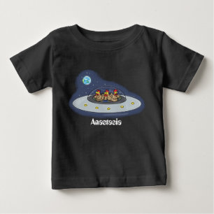 Funny chickens in space cartoon illustration baby T-Shirt
