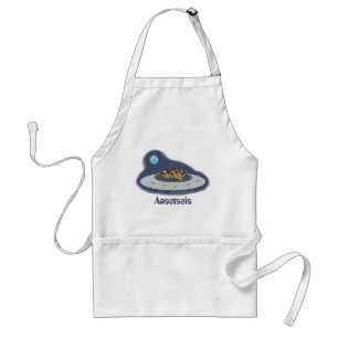 Funny chickens in space cartoon illustration standard apron