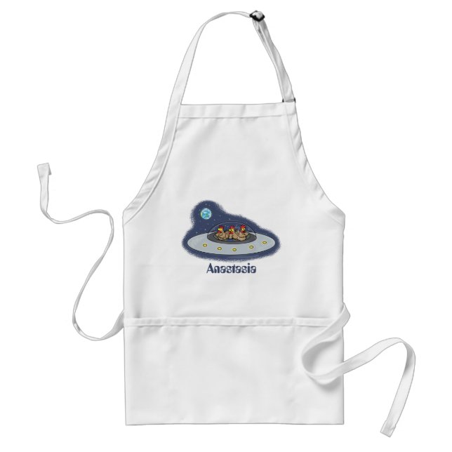 Funny chickens in space cartoon illustration standard apron (Front)