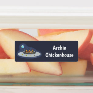 Funny chickens in space cartoon personalised