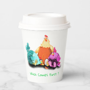 Funny Chickens Paper Cups - Custom Text