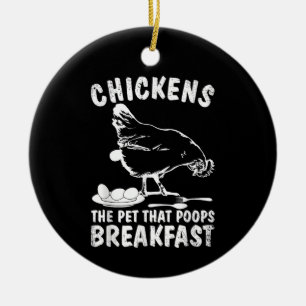 Funny Chickens Pet Poop Breakfast Backyard Farmer Ceramic Tree Decoration