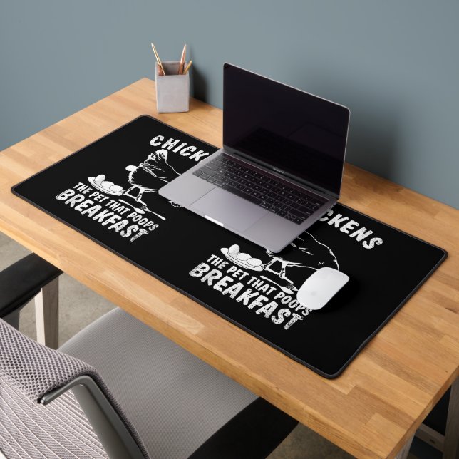 Funny Chickens Pet Poop Breakfast Backyard Farmer Desk Mat (Office 2)