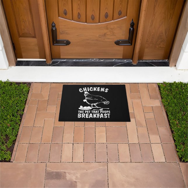 Funny Chickens Pet Poop Breakfast Backyard Farmer Doormat (Outdoor)