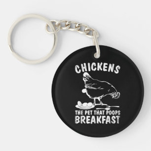 Funny Chickens Pet Poop Breakfast Backyard Farmer Key Ring