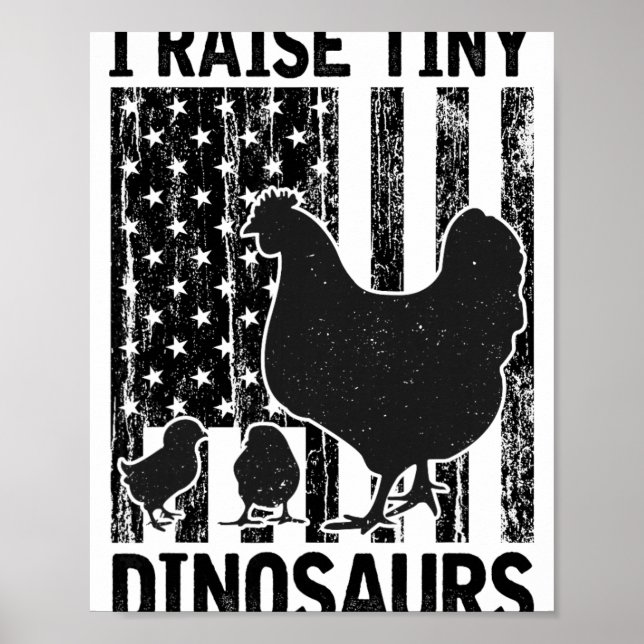 Funny Chickens Tiny Dinosaurs Vintage Chicken Owne Poster (Front)