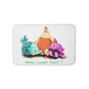 Funny Chickens Waiting Egg To Hatch - Custom Text Bath Mat