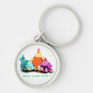 Funny Chickens Waiting Egg To Hatch - Custom Text Key Ring