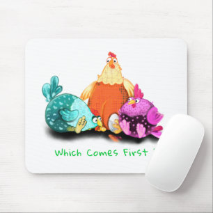 Funny Chickens Waiting Egg To Hatch - Custom Text Mouse Mat