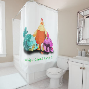 Funny Chickens Waiting Egg To Hatch - Custom Text  Shower Curtain