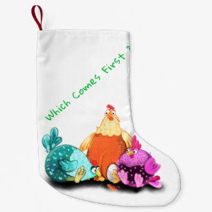 Funny Chickens Waiting Egg To Hatch - Custom Text Small Christmas Stocking