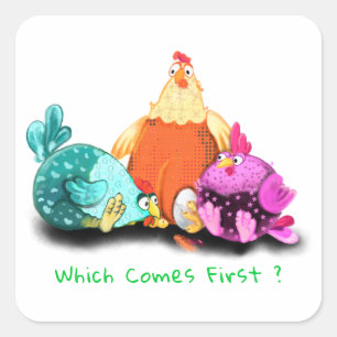Funny Chickens Waiting Egg To Hatch - Custom Text  Square Sticker