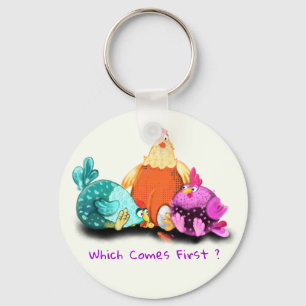 Funny Chickens Waiting Egg To Hatch - Fun Key Ring