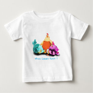 Funny Chickens Waiting Egg To Hatch - Your Text  Baby T-Shirt