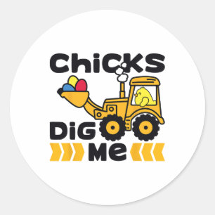 Funny Chicks Dig Me Easter Happy Easter 3 Classic Round Sticker