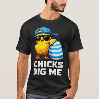 Funny Chicks Dig Me Easter Toddler Boys Men Happy T-Shirt