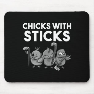 Funny Chicks With Sticks Hockey Girls Women Gift T Mouse Mat