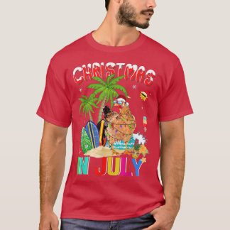 Funny Chiecken in Santa Hat Sunglasses Christmas I T-Shirt