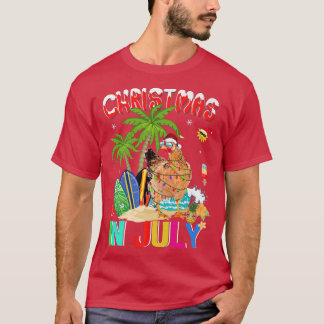 Funny Chiecken in Santa Hat Sunglasses Christmas I T-Shirt