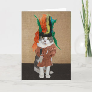 Funny Chief Cat Thanksgiving Holiday Card