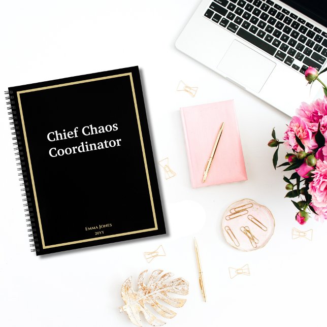Funny Chief Chaos Coordinator Black Gold Custom Notebook (Creator Uploaded)