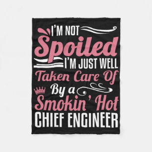 Funny Chief Engineer Wife Girlfriend Maritime Vale Fleece Blanket