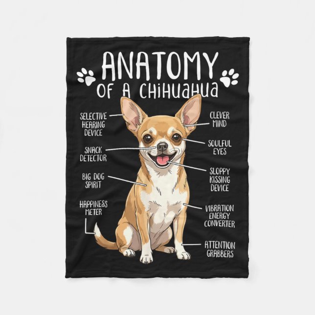 Funny Chihuahua Anatomy Of A Chihuahua Dog Owner P Fleece Blanket (Front)
