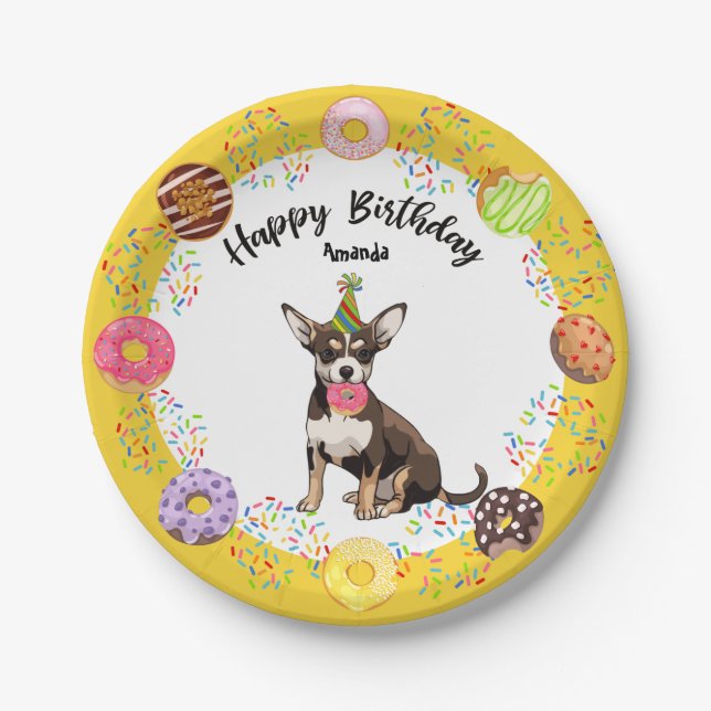 Funny Chihuahua Birthday Party Paper Plate (Front)