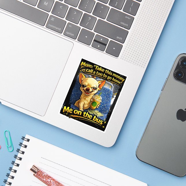 Funny Chihuahua Bus Meme Teen Gift (Laptop w/ iPhone)