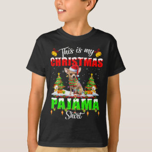Funny Chihuahua Christmas Pajama Santa Hat Xmas T-Shirt