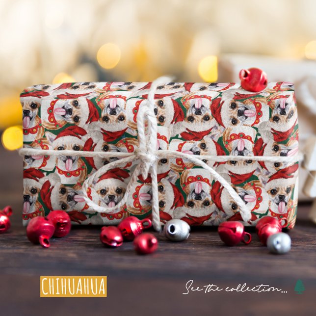 Funny Chihuahua Christmas Pattern Wrapping Paper (Creator Uploaded)