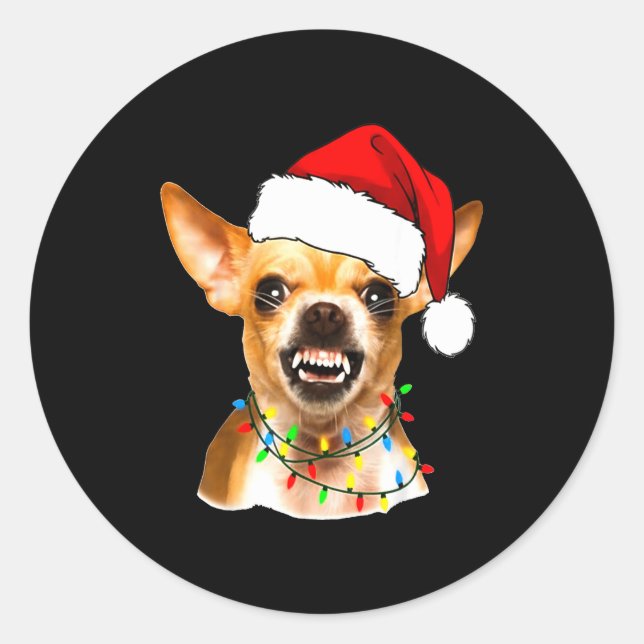 Funny Chihuahua Christmas Shirt For Dog Lovers Wom Classic Round Sticker (Front)