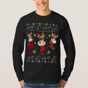 Funny Chihuahua Christmas Socks Lights Gift Dog Lo T-Shirt
