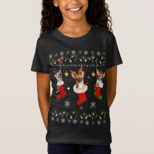 Funny Chihuahua Christmas Socks Lights Gift Dog Lo T-Shirt