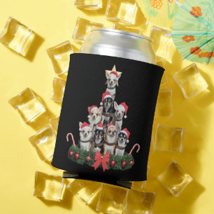 Funny Chihuahua Dog Christmas Tree Xmas Can Cooler