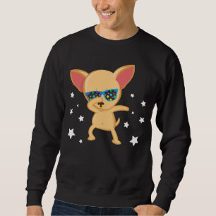 Funny Chihuahua Dog Dabbing Stars Sunglasses Sweatshirt