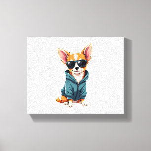 Funny Chihuahua Dog Easily Distracted By Large Dog Canvas Print