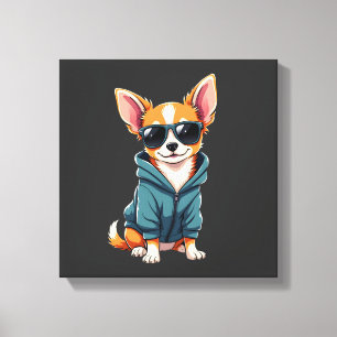 Funny Chihuahua Dog Easily Distracted By Large Dog Canvas Print