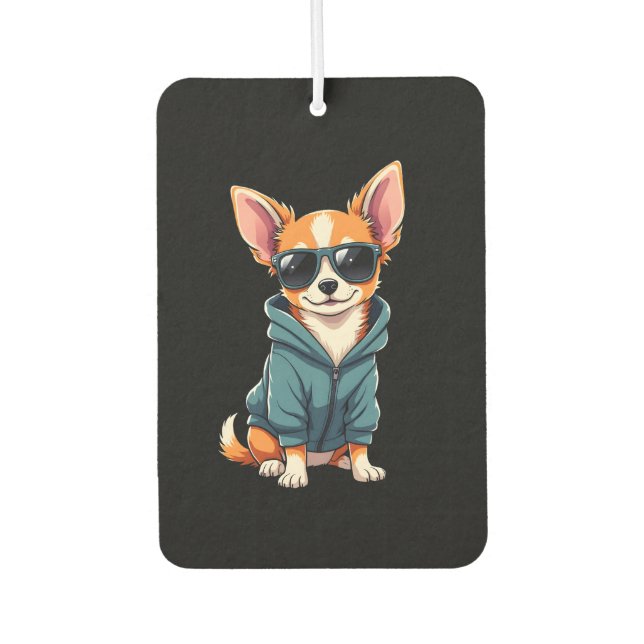 Funny Chihuahua Dog Easily Distracted By Large Dog Car Air Freshener (Front)