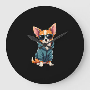 Funny Chihuahua Dog Easily Distracted By Large Dog Clock