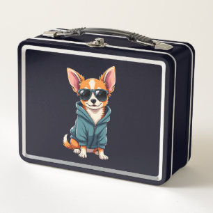Funny Chihuahua Dog Easily Distracted By Large Dog Metal Lunch Box