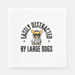 Funny Chihuahua Dog Easily Distracted By Large Dog Napkin
